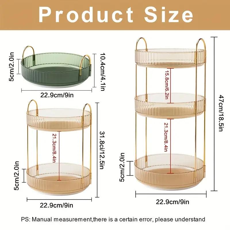 Rotating Makeup Organizer Lazy Susan Trays Skincare Perfume Organizer Racks for Bathroom Counter Vanity, Amber