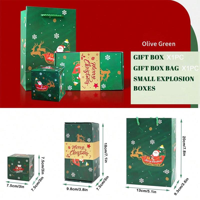 Christmas Surprise Bounce Box, 1 Set Green Gift Box with 10 12 16 20pcs Bounce Boxes, Party Supplies for Birthday Anniversary