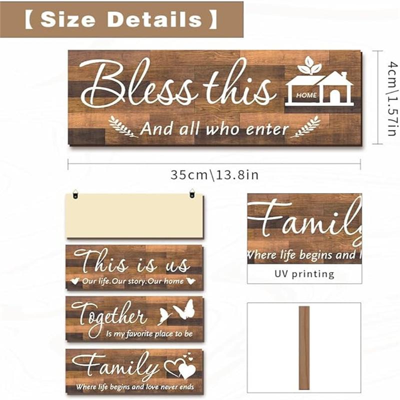 4 Sets Wall wooden signs,Living Room Decor,Brown Wall Art,This Is Us Wall Decor, Wall Decor Living Room,Living Room  Wall Decor And Accessories,Family Wall Decor,Bedroom Wall Decor,House Decorations Living Room Essentials 4.7 x 13.8 Inch(Brown)