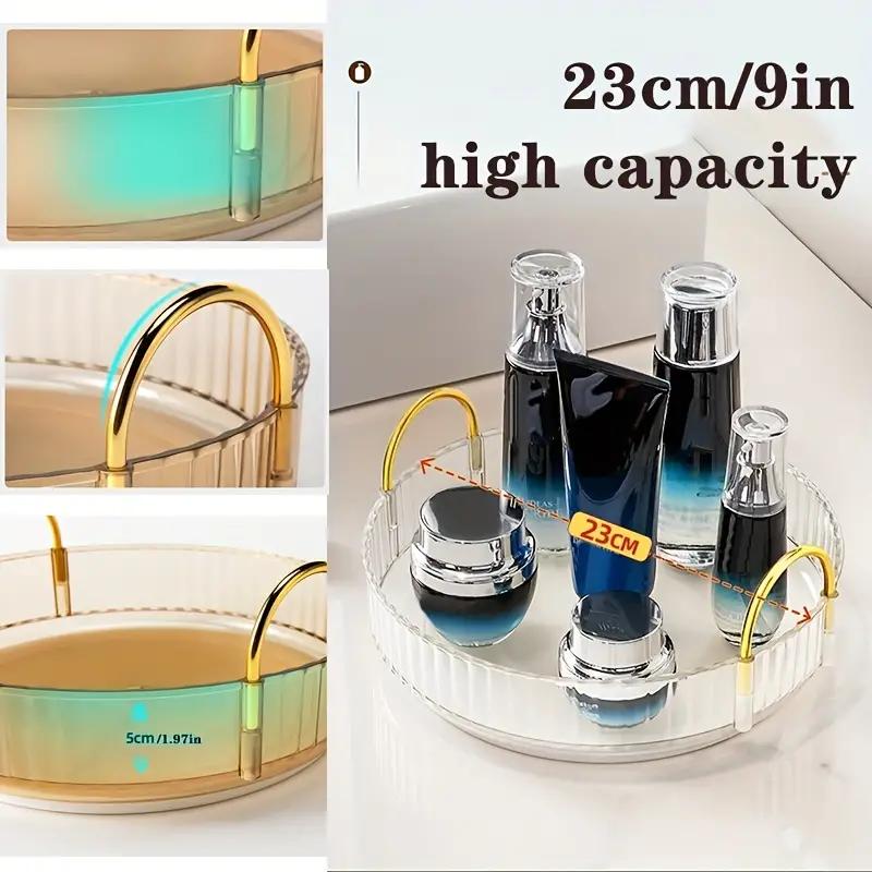 Rotating Makeup Organizer Lazy Susan Trays Skincare Perfume Organizer Racks for Bathroom Counter Vanity, Amber