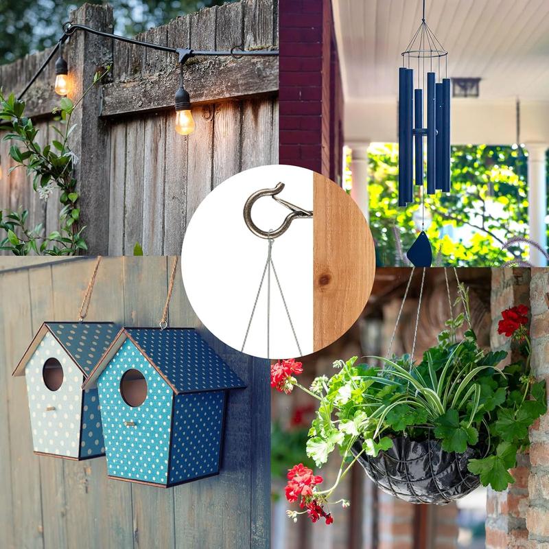 100 count Screw-in Hooks for Outdoor String Lights, Q Hangers Hooks for Outside, Swivel Hanging Basket Patio Hook with Safe Buckle, Screw in Plant Eye Hook for Wall Ceiling with 1 Wing Nut Driver,Copper