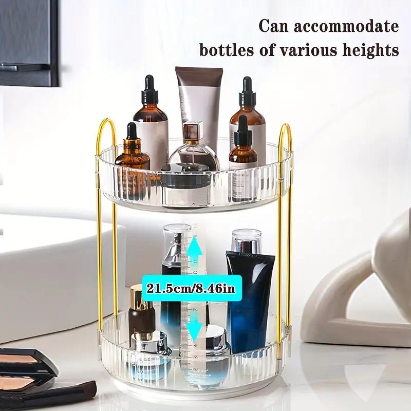 Rotating Makeup Organizer Lazy Susan Trays Skincare Perfume Organizer Racks for Bathroom Counter Vanity, Amber