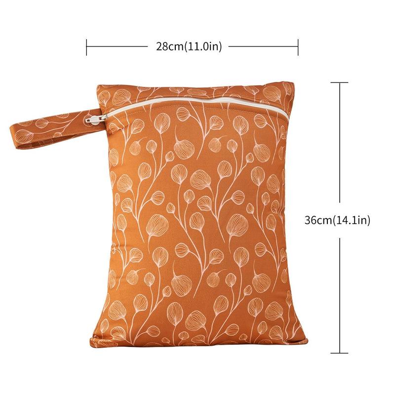 Leaf Pattern Wet Bag, 3 Counts set Reusable Waterproof Storage Bag with Hanging Strip, Wet Dry Bag for Swimming Suit, Baby Cloth Diapers, Beach, Pool