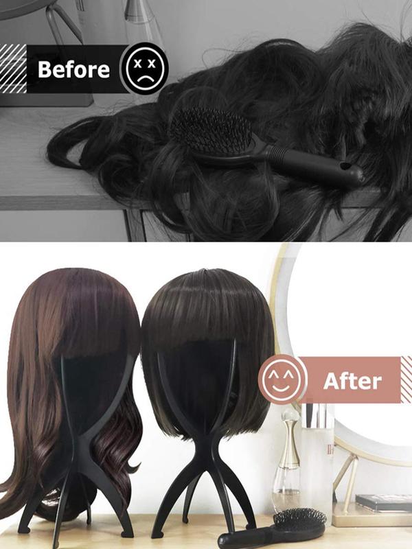 4pcs Wig Display Holder, 2024 New Stylish Portable Short Wig Stand, Collapsible Wig Display Tool for Multiple Wigs & Hats