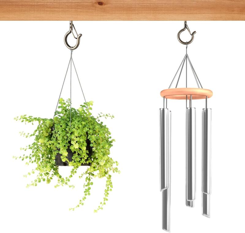 100 count Screw-in Hooks for Outdoor String Lights, Q Hangers Hooks for Outside, Swivel Hanging Basket Patio Hook with Safe Buckle, Screw in Plant Eye Hook for Wall Ceiling with 1 Wing Nut Driver,Copper