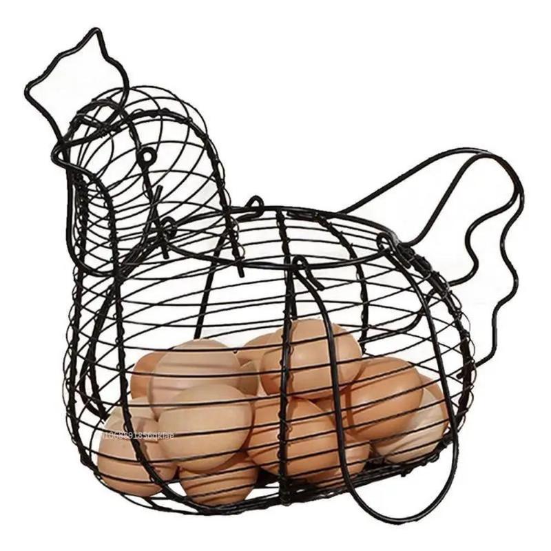 Homewares Chicken Hen Shaped Egg Collection Storage Wire Egg Collection Basket