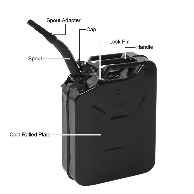 Portable Jerry Can 20L 5Gal Capacity, Emergency Backup Fuel Container