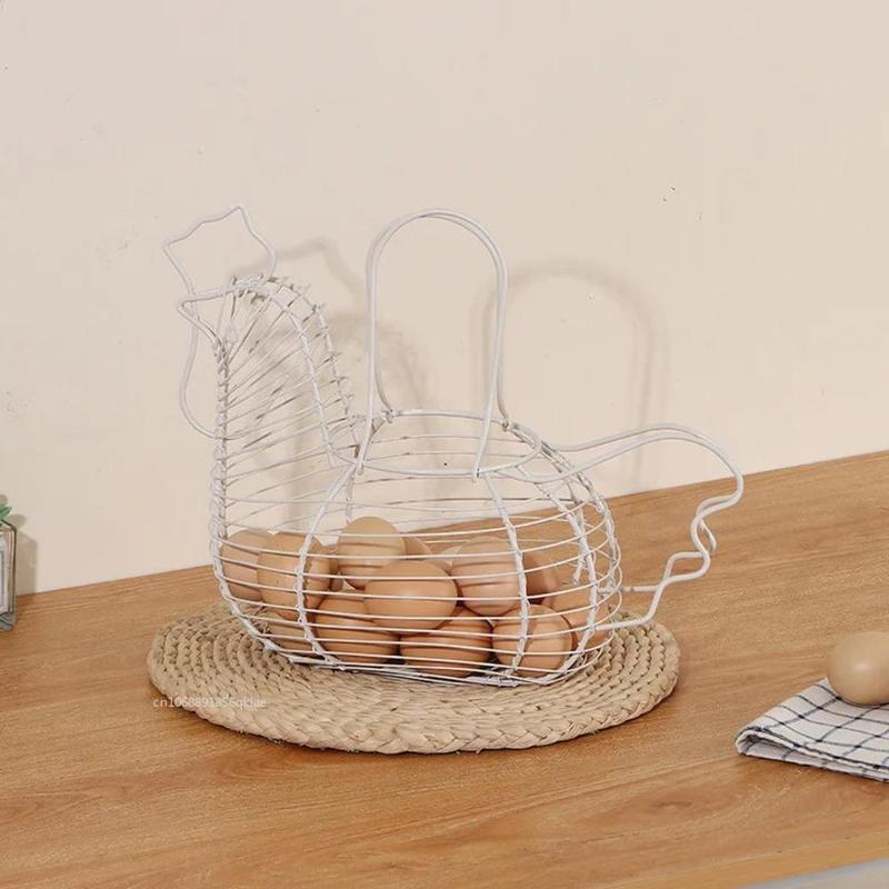 Homewares Chicken Hen Shaped Egg Collection Storage Wire Egg Collection Basket