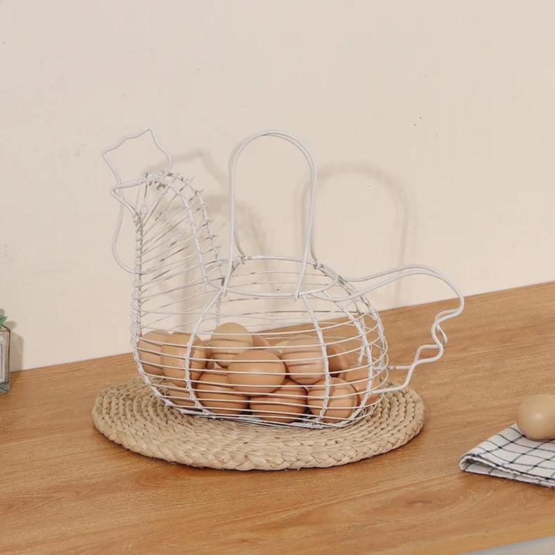 Homewares Chicken Hen Shaped Egg Collection Storage Wire Egg Collection Basket