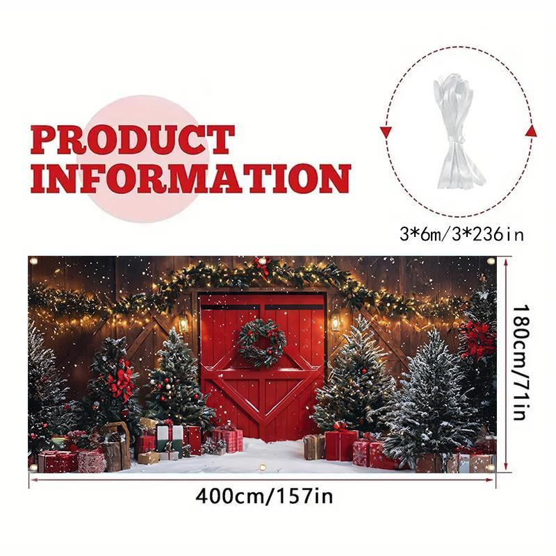 Christmas Themed Garage Door Cover, 1 Set Windproof & Rainproof Wreath Garage Door Decoration, Outdoor Holiday Decoration for Home Garden Yard Front Yard Decorations