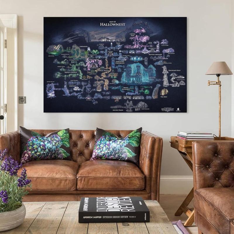 Hollow Knight Map The Game Posters & Prints on Canvas Wall Art Poster for Room Decor Unframe 12x18inch(30x45cm)