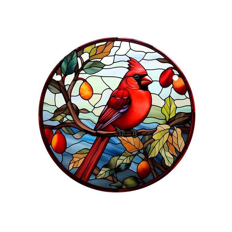 Bird & Plant Pattern Acrylic Pendant, 1 Count Round Hanging Decor, Decorative Craft for Home Living Room Bedroom Garden Yard