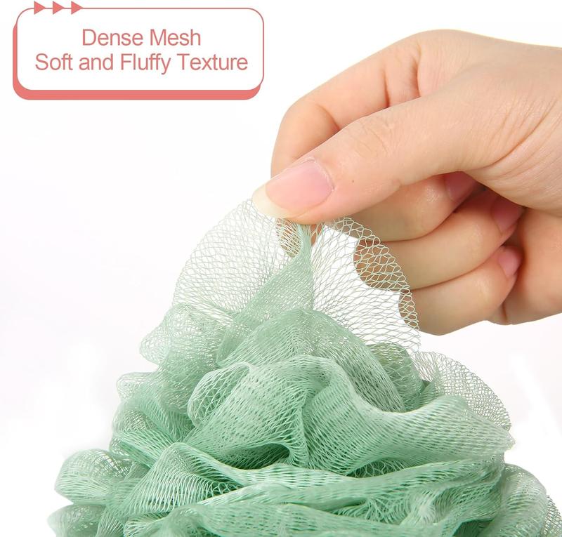 Loofah Sponge Pack of 4, Deep Cleansing Body Scrubber for Shower, Exfoliating Bath Sponge with Handle for Women and Men (001, 50g)