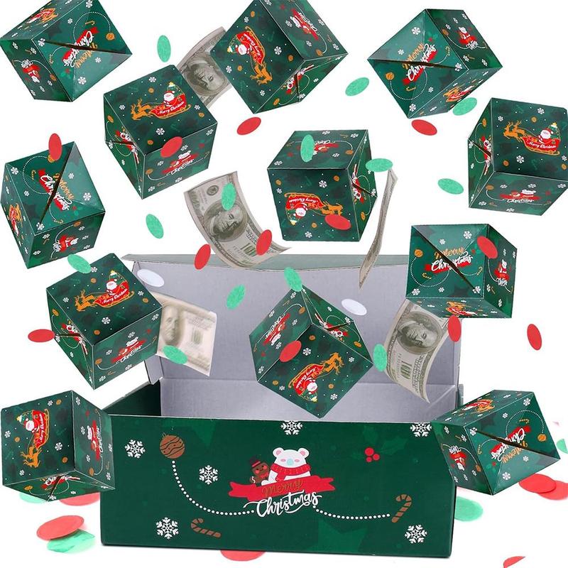 Christmas Surprise Bounce Box, 1 Set Green Gift Box with 10 12 16 20pcs Bounce Boxes, Party Supplies for Birthday Anniversary