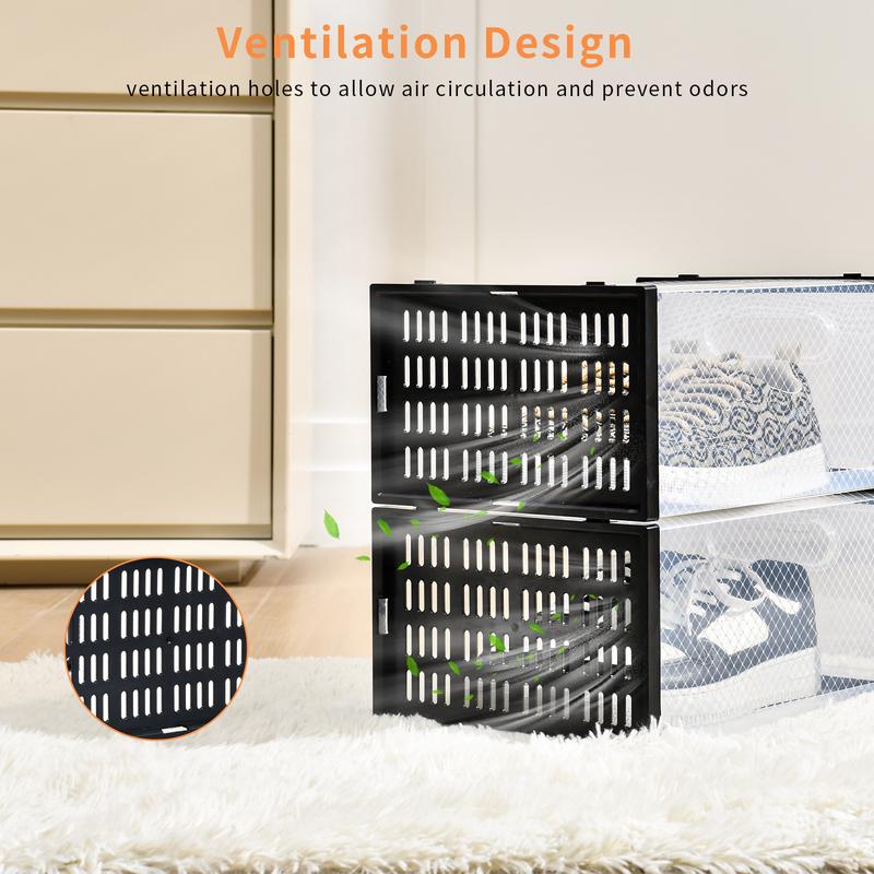 15pcs Shoe Box with Magnetic Door, Shoe Storage Box，Stackable Clear Shoe Organizer, Shoebox Collection Display Case，Household Space Saving Storage Organizer，For Bathroom,Entryway, Hallway, Closet,  Plastic Transparent Sneaker Box With Magnetic Door