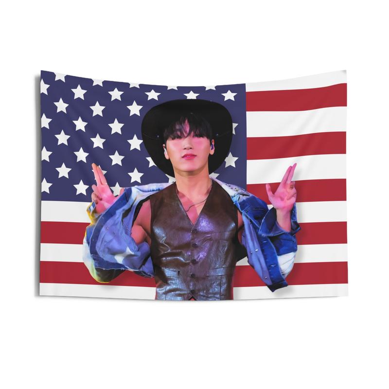 Ateez San Cowboy America Tour 2024 Flag, Ateez San Cowboy America Tour 2024 Wall Tapestry, Room Decor, Wall Decor, Wall Hanging, Wall Tapestries,