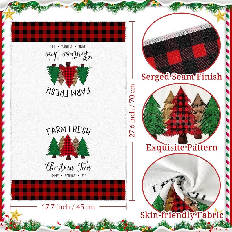 Christmas Kitchen Towels Dish Towels 18 x 27 Inch Buffalo Plaid Kitchen Decor Winter Holiday Tea Towels Hand Towels Christmas Absorbent Drying Cloth for Cooking Set of 6