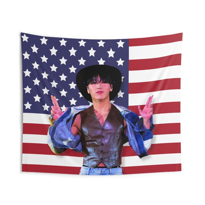 Ateez San Cowboy America Tour 2024 Flag, Ateez San Cowboy America Tour 2024 Wall Tapestry, Room Decor, Wall Decor, Wall Hanging, Wall Tapestries,