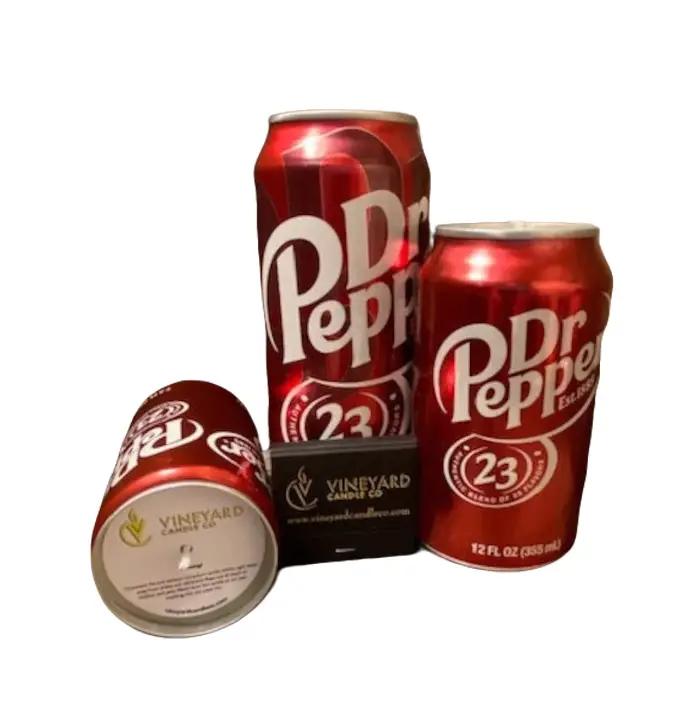 Vineyard Candle Co - Dr Pepper Scented Soy Wax Candle - 7.5, 12, 16 oz cans Decor Gift Decor Gift Glass Hand candle