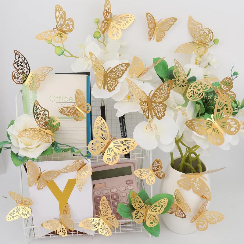 Butterfly Shaped Wall Decoration, 36pcs set 3D Butterfly Wall Sticker, Wall Decoration for Home Living Room Bedroom