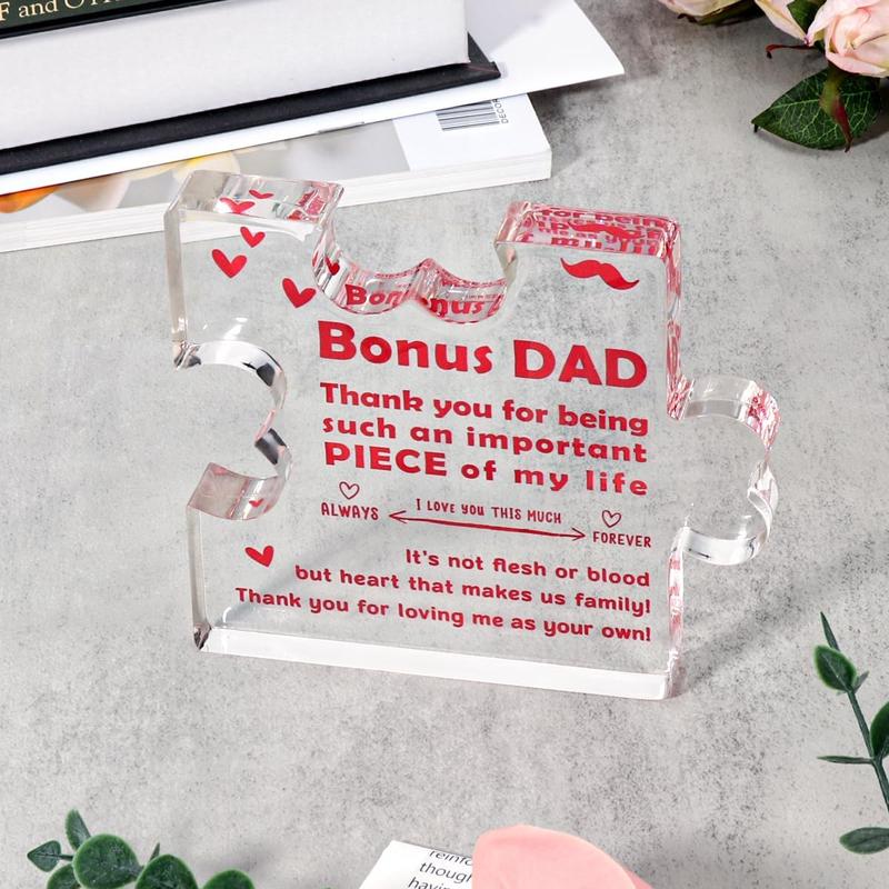 Father's Day Gifts for Dad Bonus Dad Step Dad, Acrylic Decoration Sign Plaque, Ideas Gift from Son Daughter