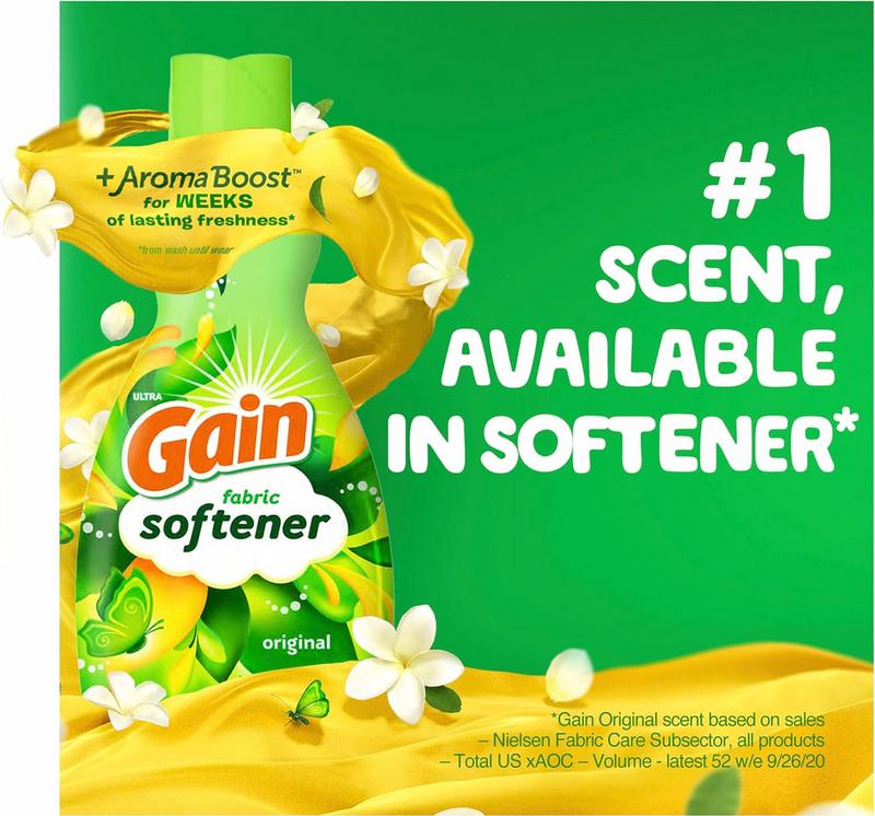 Gain Fabric Softener, Original Scent, 140 fl oz, 190 Loads, HE Compatible, Packaging may vary (PREESHIP)