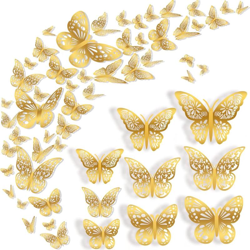 Butterfly Shaped Wall Decoration, 36pcs set 3D Butterfly Wall Sticker, Wall Decoration for Home Living Room Bedroom