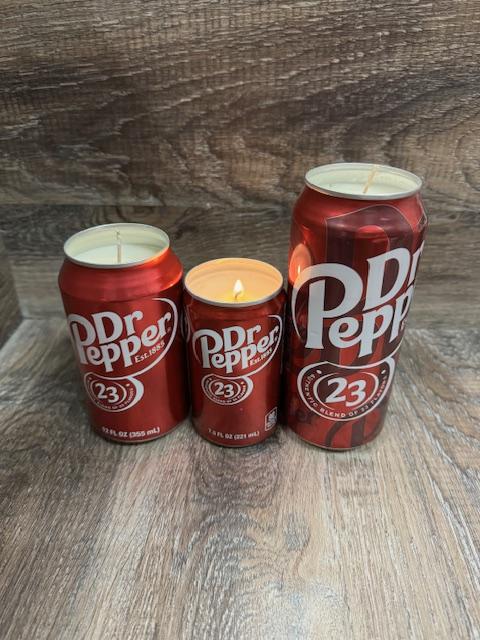 Vineyard Candle Co - Dr Pepper Scented Soy Wax Candle - 7.5, 12, 16 oz cans Decor Gift Decor Gift Glass Hand candle