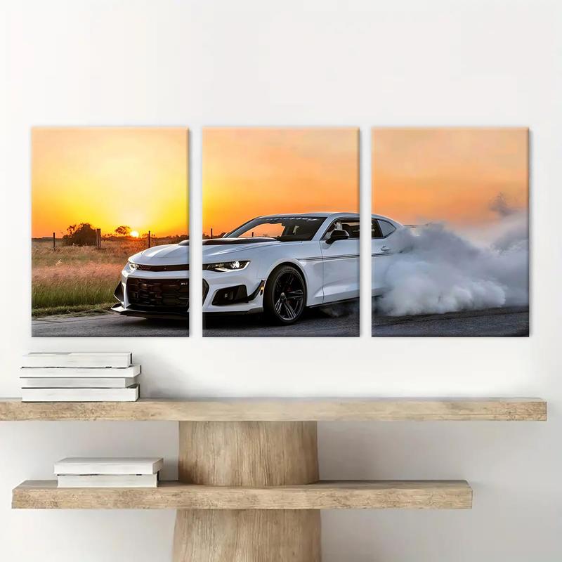 Car Pattern Canvas Painting with Frame, 3 Counts Modern Car Posters Wall Art Painting, Wall Art Poster Decor for Home Living Room Bedroom Office, Car Posters Canvas Art Room Home Decor, Christmas 2024 Ornaments, Christmas Gift Ideas, Stocking Stuffers