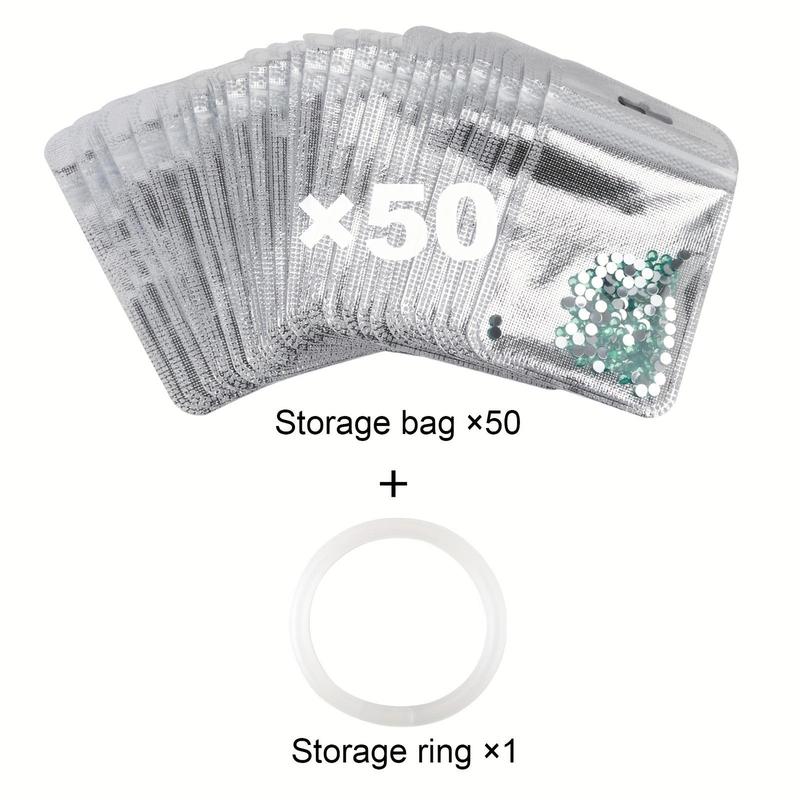 DIY Diamond Art Painting Beads Storage Bag, 50pcs set Plastic Transparent Ziplock Bag, Drills Glued Stone Storage Sealing Bag, Craft Supplies