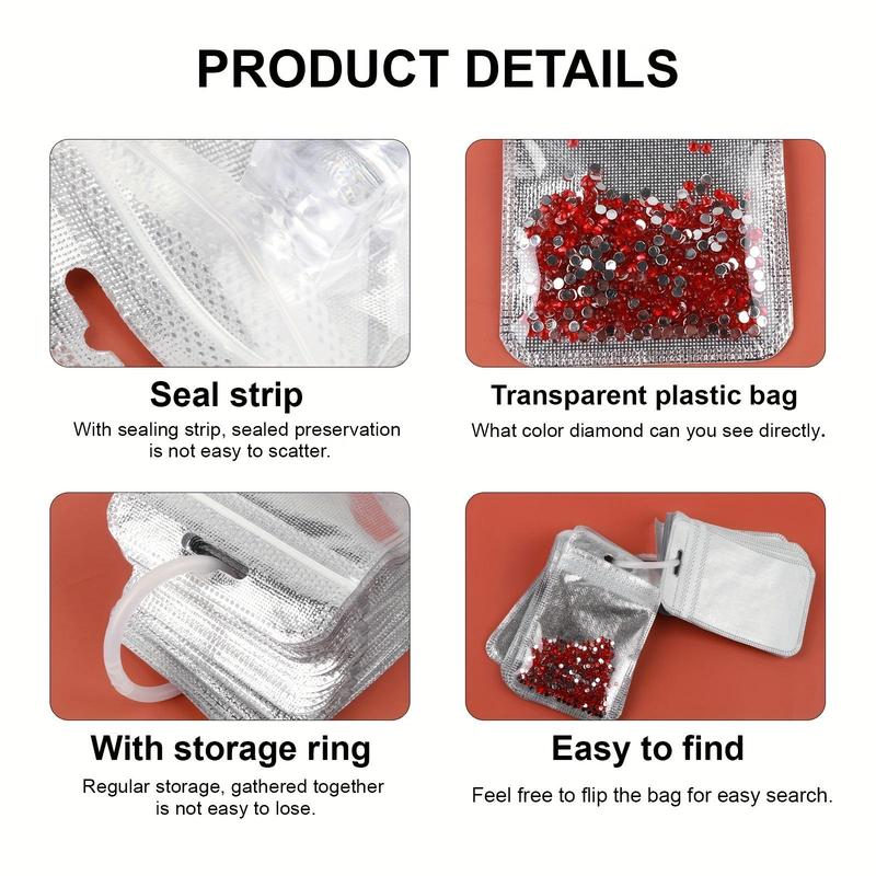 DIY Diamond Art Painting Beads Storage Bag, 50pcs set Plastic Transparent Ziplock Bag, Drills Glued Stone Storage Sealing Bag, Craft Supplies