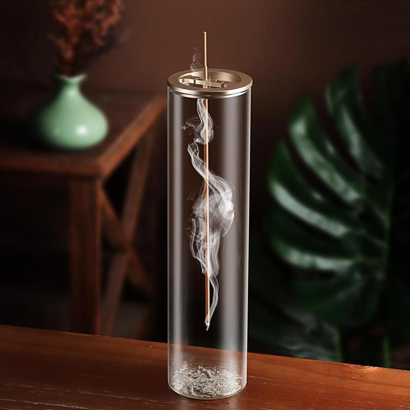 Incense Holder for Sticks [Anti-Ash Flying], Modern Insence-Stick Burner Holder with Removable Glass Ash Catcher, for Home Decor Yoga Meditation Scented Scent