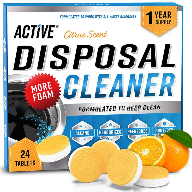 Garbage Disposal Cleaner Deodorizer Tablets - 24 Pack, New Powerful XL Foaming Tablet - Fresh Citrus Foam Sink, Garburator, Disposer Freshener, Natural...