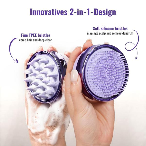 2-in-1 Scalp Massager & Shampoo Brush, Soft Silicone Hair Scrubber for Wet Dry Scalp, Exfoliator for Hair Growth & Dandruff Removal, Wireless