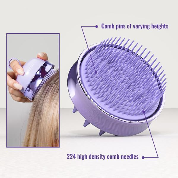 2-in-1 Scalp Massager & Shampoo Brush, Soft Silicone Hair Scrubber for Wet Dry Scalp, Exfoliator for Hair Growth & Dandruff Removal, Wireless