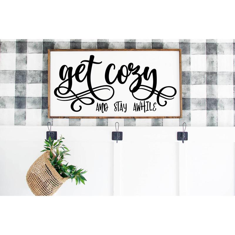 Crawford Get Cozy And Stay Awhile Sign, Family Sign, Family Wall Print, Wedding Gift, Unframe