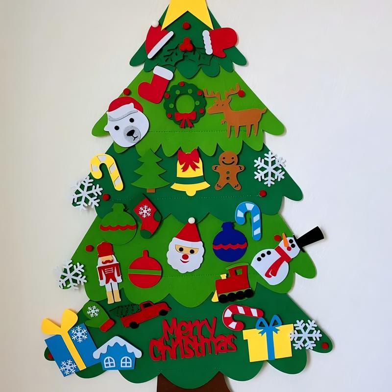 Felt Christmas Tree with Detachable Ornaments - DIY Handicrafts Festival Wall Decoration Set Door xmas decoration