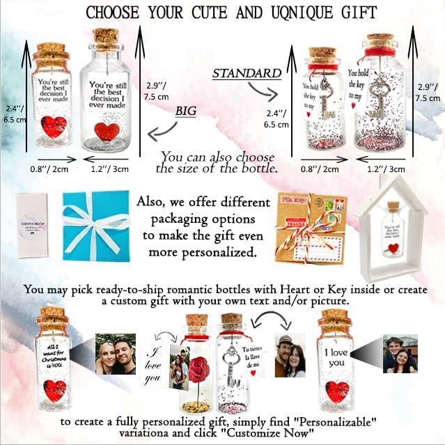 Anniversary Present for Her & Him on Christmas, Romantic Gift to Boyfriend Girlfriend, Message I Love You Gifts to Wife Husband (Heart - You're Still The Best Decision I Ever Made, Gift Bottle) Box Jar