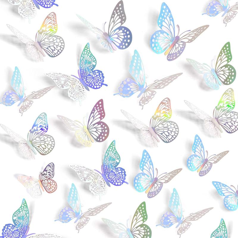 Butterfly Design Wall Sticker, 48pcs set 3D Butterfly Wall Decal, Removable Wall Decor for Home Living Room Bedroom