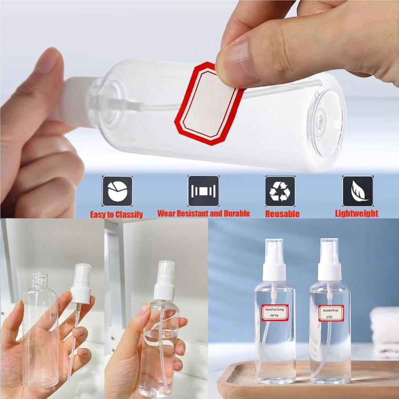 Small Spray Bottle, 4 Pack 100ml 3.5 oz Travel Spray Bottle Clear Plastic Refillable Empty Fine Mist Spray Bottle with 24pcs Labels for Travel