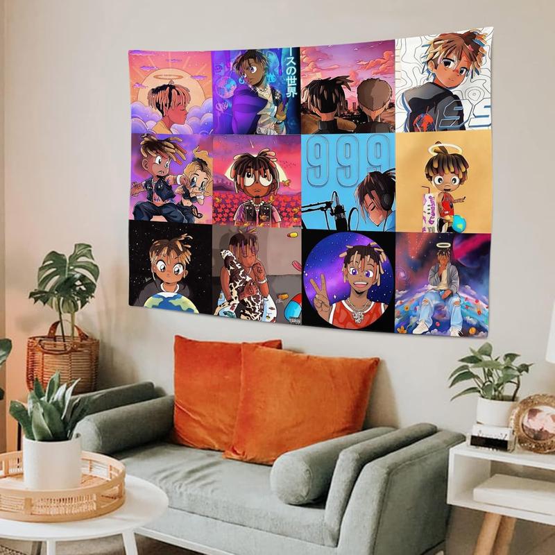 Juice Wrld Tapestry For Bedroom Juice Wrld Posters For Room Aesthetic Wall Tapestrys Juice Wrld Rapper Tapestry Wall Hanging Decor Wall Blanket For Home Wall Decor 59.1'' × 51.2