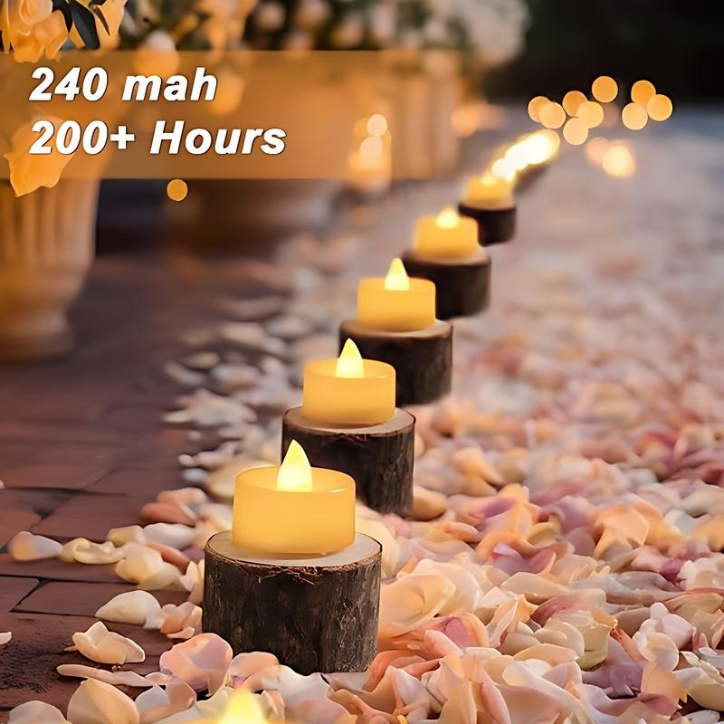 [Christmas decoration]24-Pack Flameless LED Lights Candles Battery Operated, 200+Hour Fake Electric Candles TeaLights for Votive, Aniversary, Wedding Centerpiece Table Decor, Funeral, Halloween, Christmas gift-- Warm Yellow