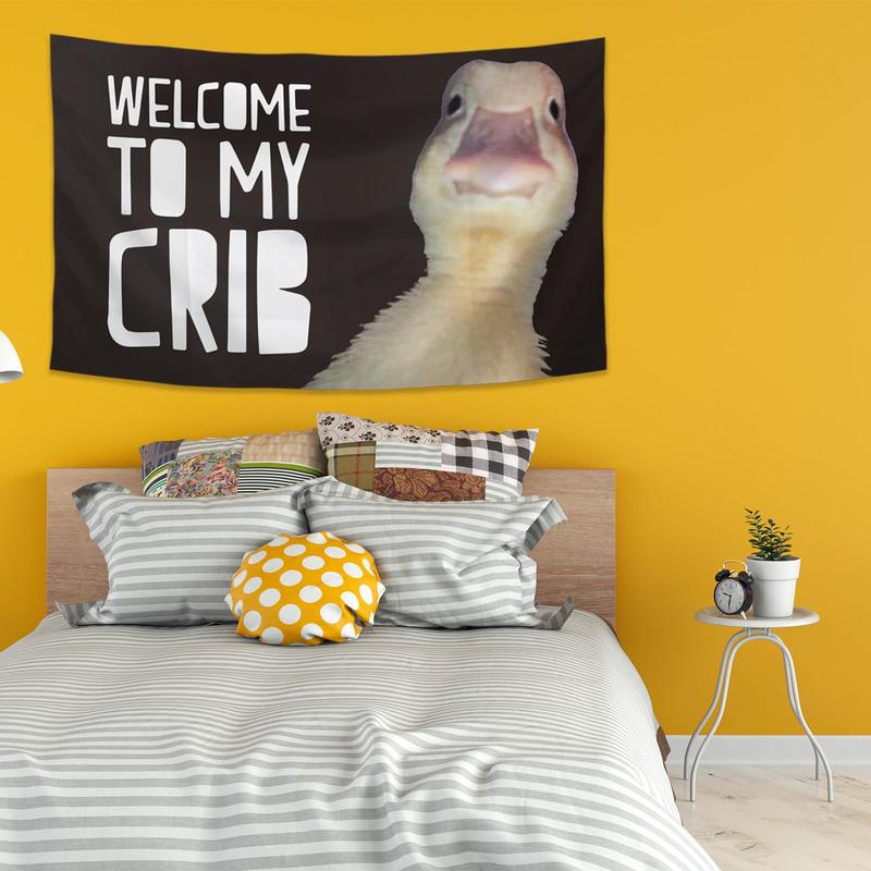 Welcome To My Crib Tapestry 40x60in Funny Poster Banner Wall Outdoor Hanging  for College Dorm Room Decor