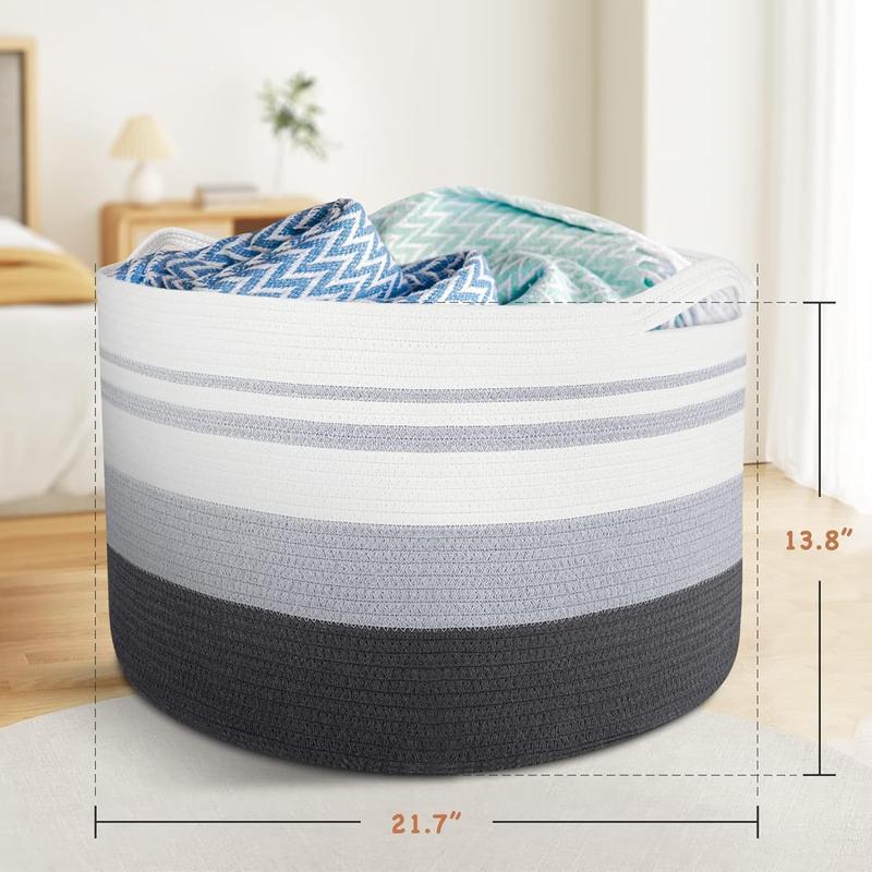 [Fast Shipping] Storage Basket Large Cotton Rope Basket with Handle Big Basket Soft Nursery Cube Bin Laundry Hamper for Living Room