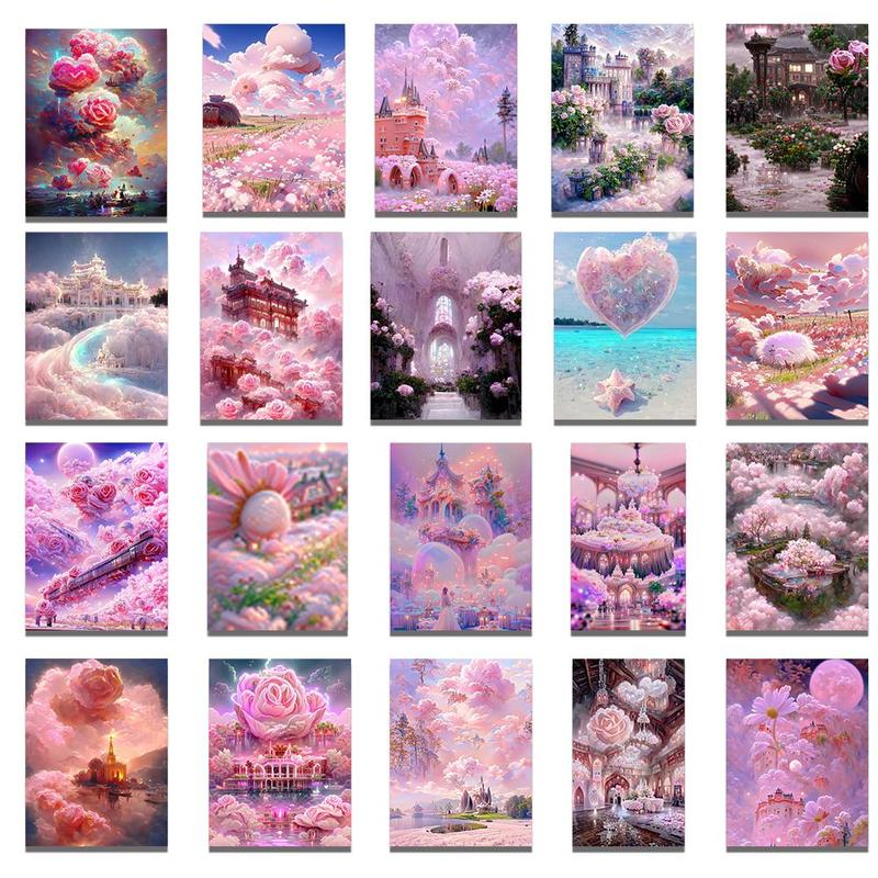 Sakura Pattern Sticker, 53pcs set Waterproof Self Adhesive Decor Paper, Decor Sticker for Gift Greeting Card Water Bottle Laptop Phone