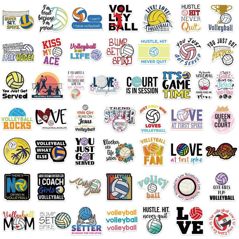 Volleyball Series Sticker, 50pcs set Waterproof Self Adhesive Decor Paper, Decor Sticker for Gift Greeting Card Water Bottle Laptop Phone