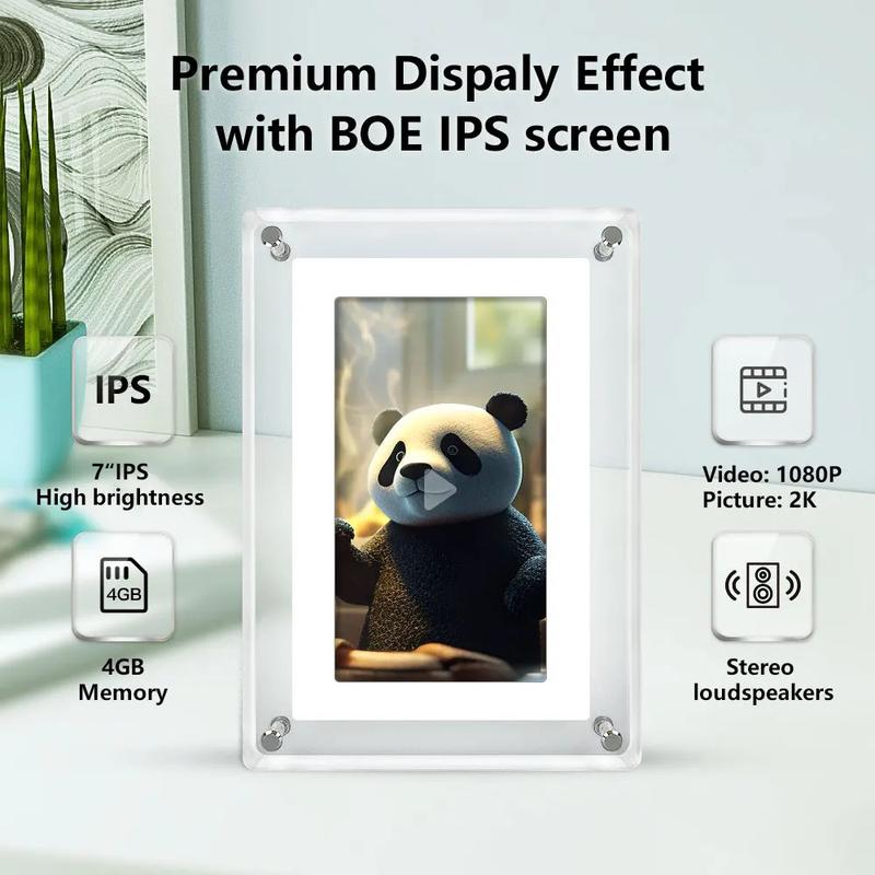 Wholesale OEM 7 Inch 4GB IPS Screen video acrylic digital photo picture frame signage racks Decor christmas gift