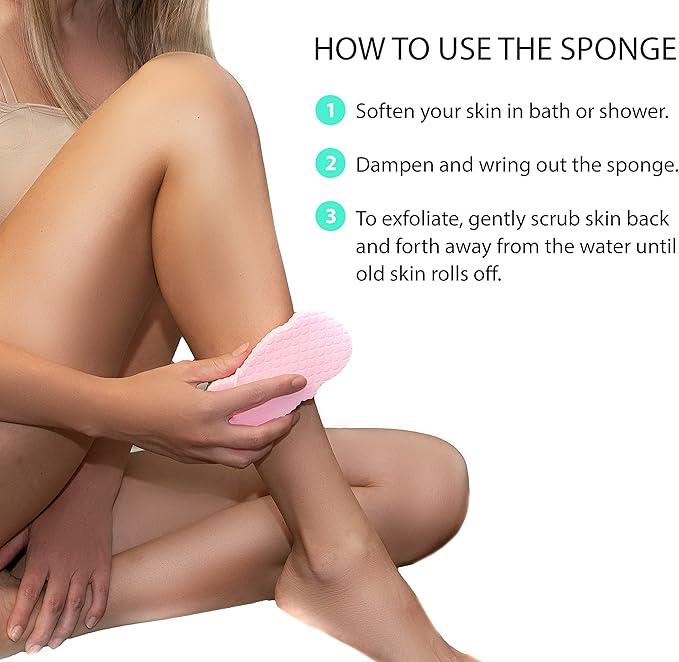 Exfoliating Sponges (4 pcs) - Super Soft exfoliating Bath Shower Sponge - Removes Dead Skin and Impurities from Body - Great for Adults and Children - Pink & Blue & White & Gray