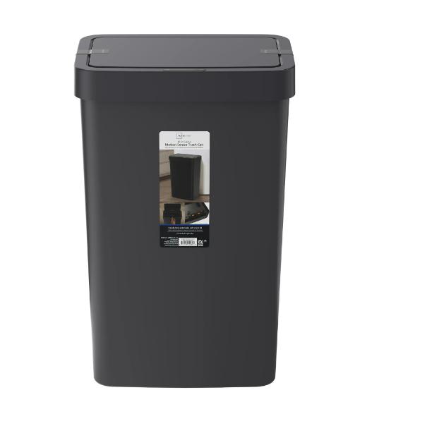 Mainstays 13.2 Gallon Kitchen Sensor Trash Can, Plastic Motion Sensor Kitchen Trash Can, Black