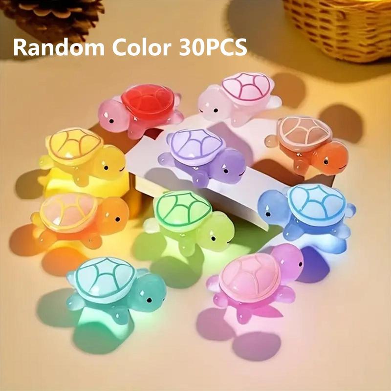 Random Color Glow in The Dark Turtle Design Ornament, 30pcs set Cute Turtle Decoration, Home Decor for Living Room Bedroom Office